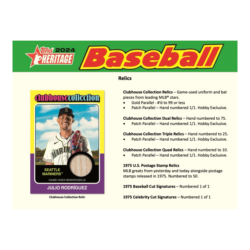 2024 Topps Heritage Baseball Hobby 12 Box Case