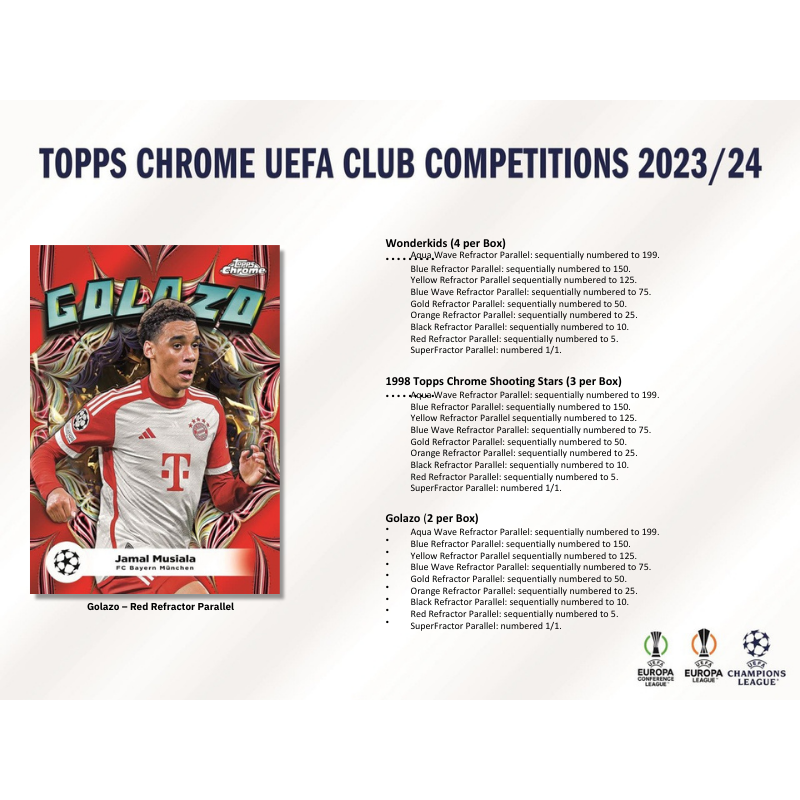 2023/24 Topps UEFA Club Competitions Chrome Soccer Jumbo Box