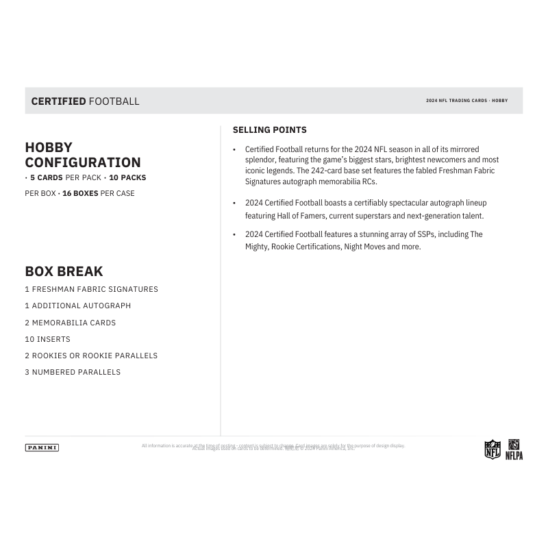 2024 Panini Certified Football Hobby Box