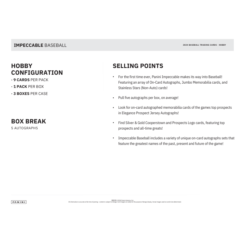 2024 Panini Impeccable Baseball Hobby Box