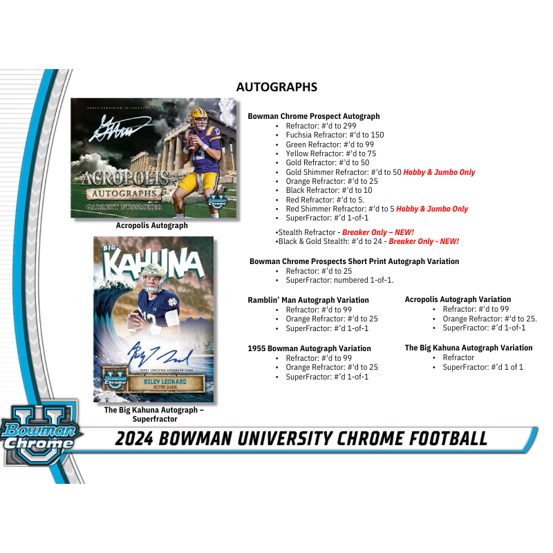 2024 Bowman University Chrome Football Hobby Box