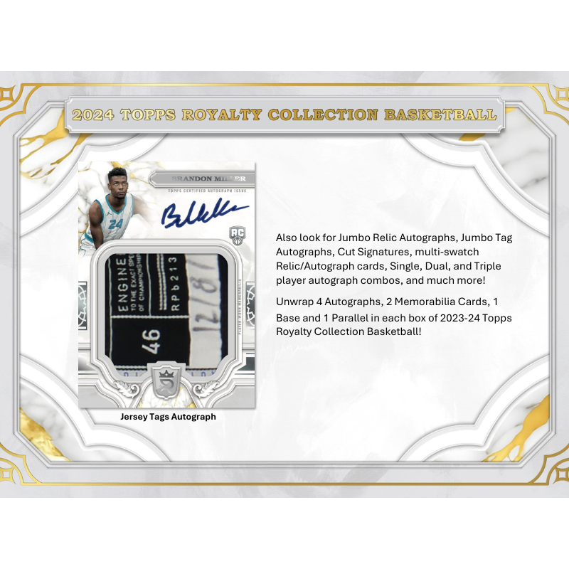 2023/24 Topps Royalty Collection Basketball Hobby 4 Box Case